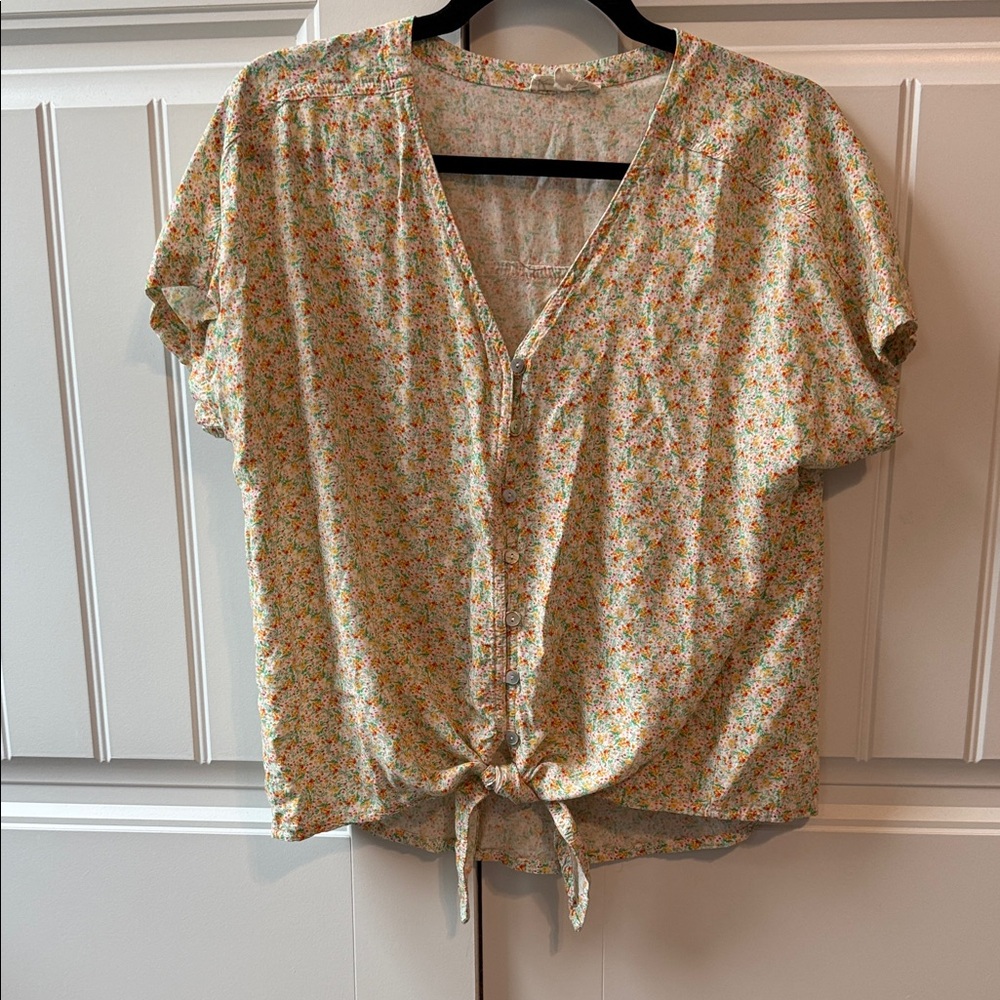 Jane and Delancey Floral Tie-Front Blouse